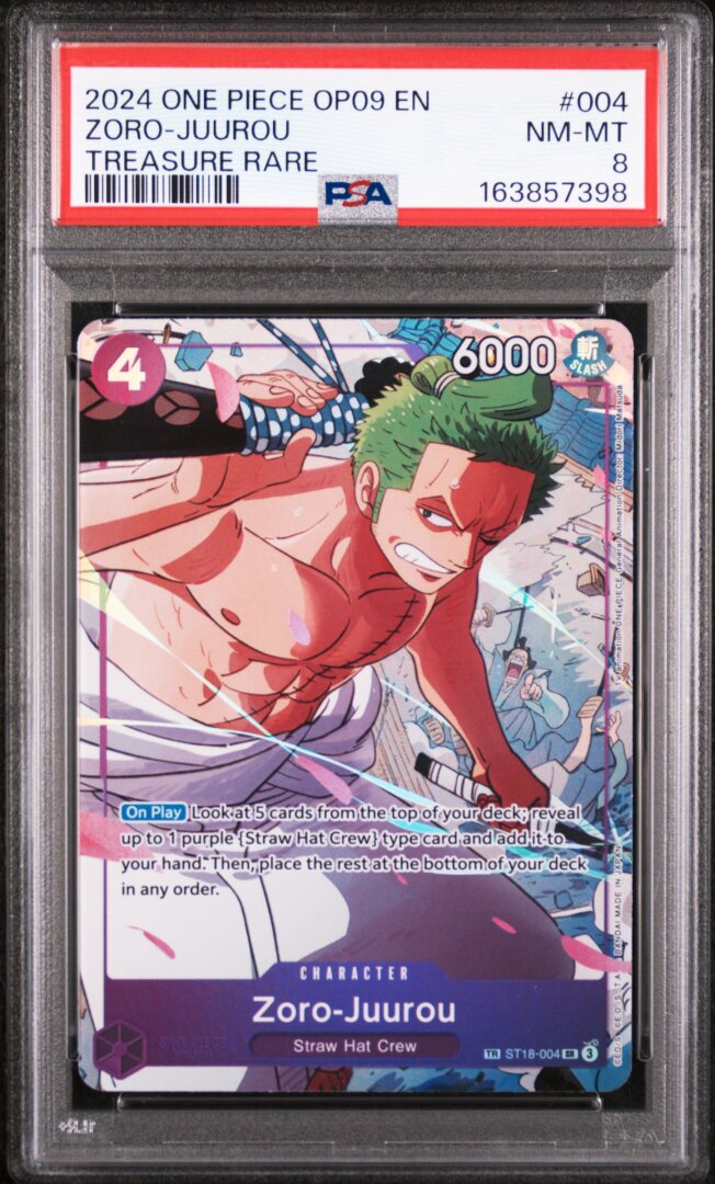 2024 One Piece OP 09 Zoro-Juurou Treasure Rare #004 PSA 8