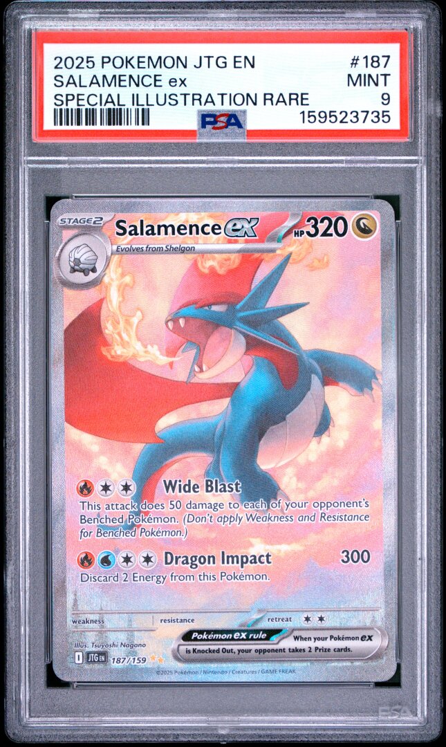 2025 Pokemon Journey Together Salamence Ex Special Illustration Rare PSA 9 #187