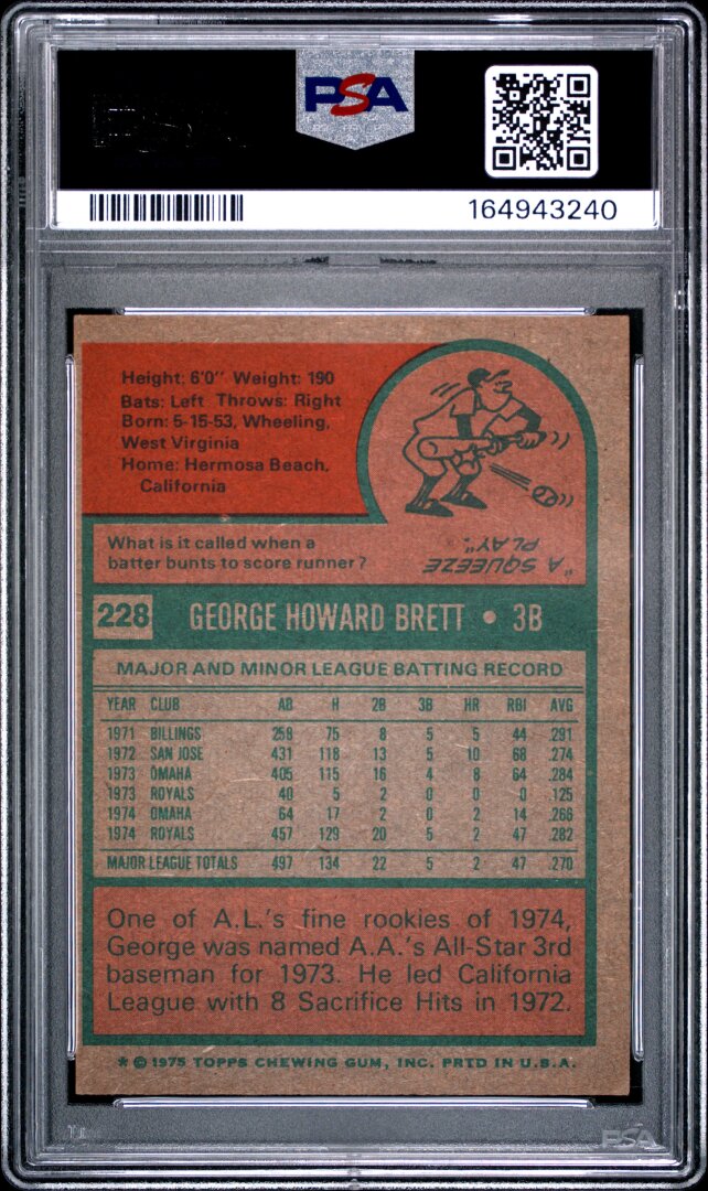 1975 Topps George Brett PSA 3 #228