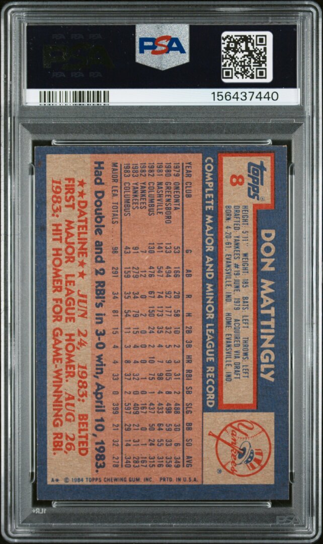 1984 Topps Don Mattingly RC PSA 8 #8