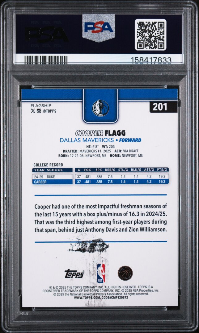 2025 Topps Cooper Flagg PSA 7 #201