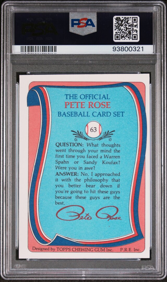 1986 Topps Pete Rose Set Pete Rose Bear Down #63 PSA 9