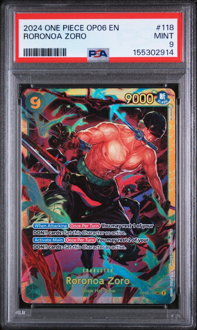 2024 One Piece Op06-Wings Of The Captain Roronoa Zoro PSA 9 #118