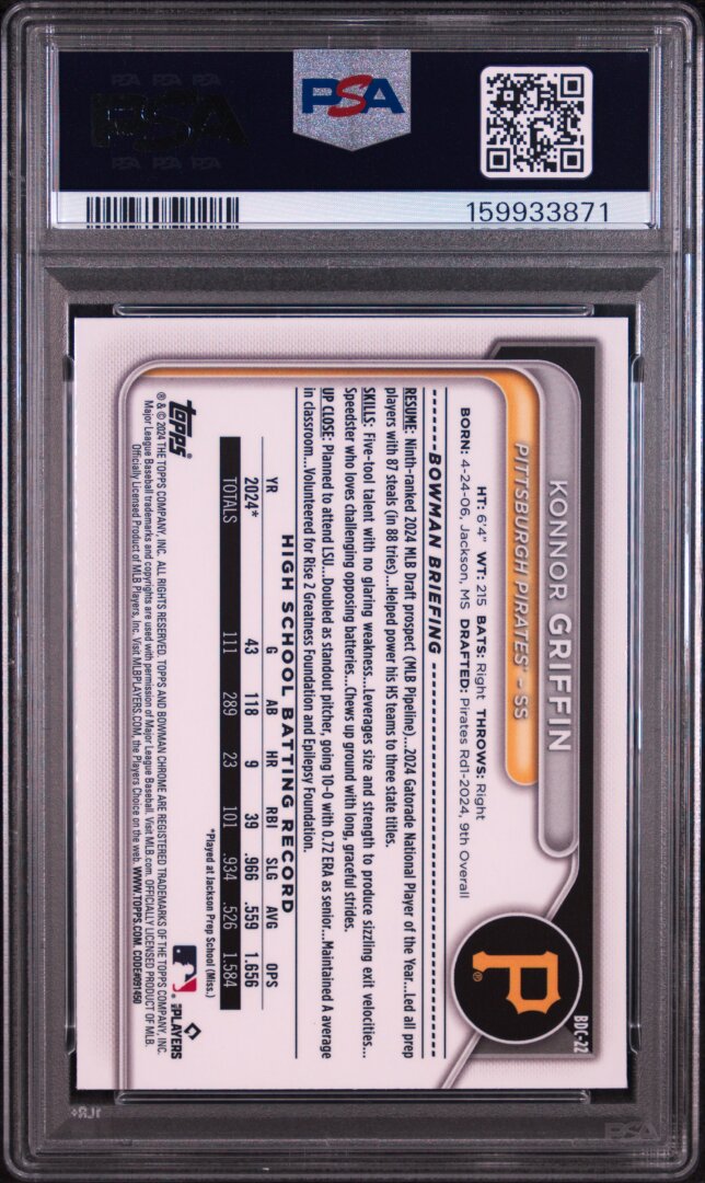 2024 Bowman Draft Konnor Griffin Chrome PSA 9 #BDC22