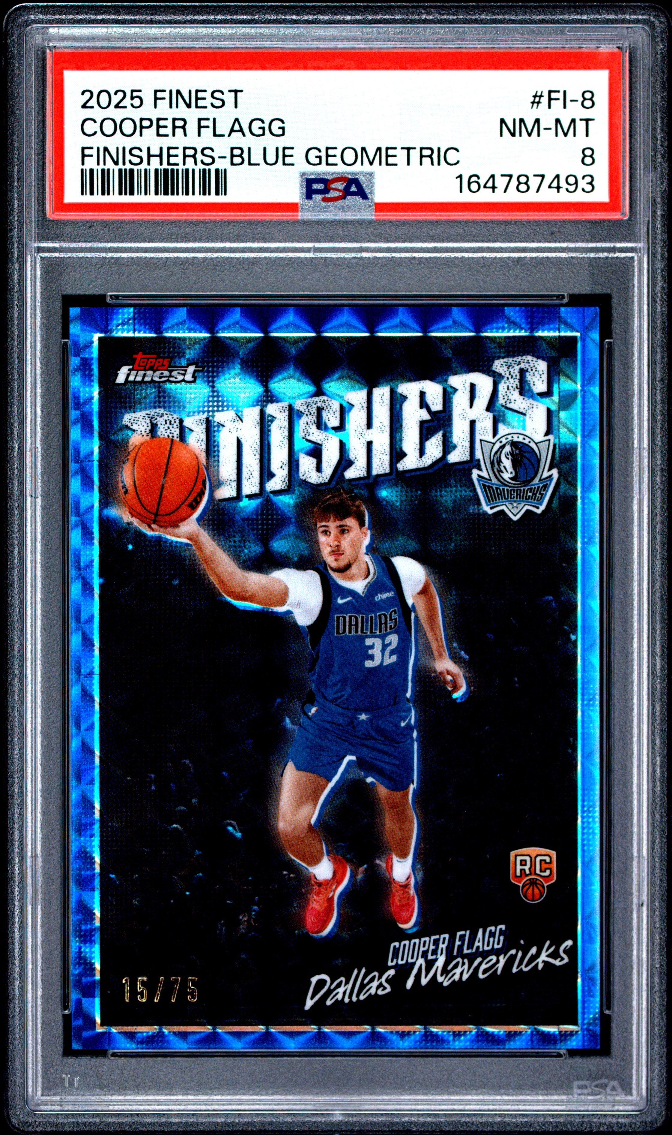 2025 TOPPS FINEST FINISHERS FI-8 COOPER FLAGG BLUE GEOMETRIC PSA 8 - front
