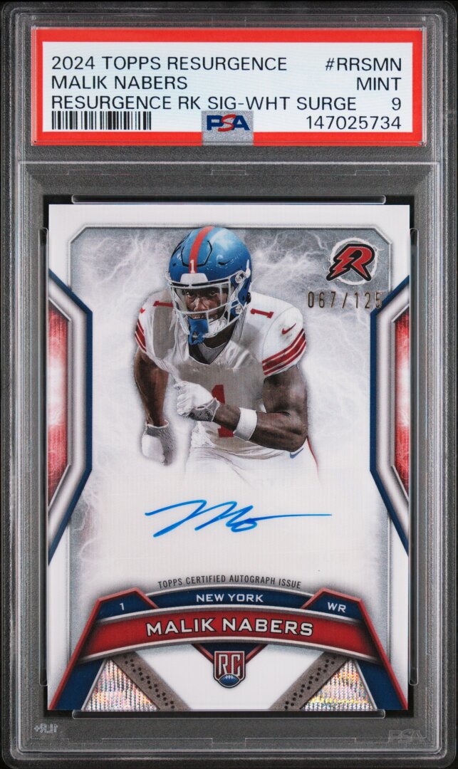 2024 Topps Resurgence Malik Nabers Rookie Signatures White Surge /125 PSA 9