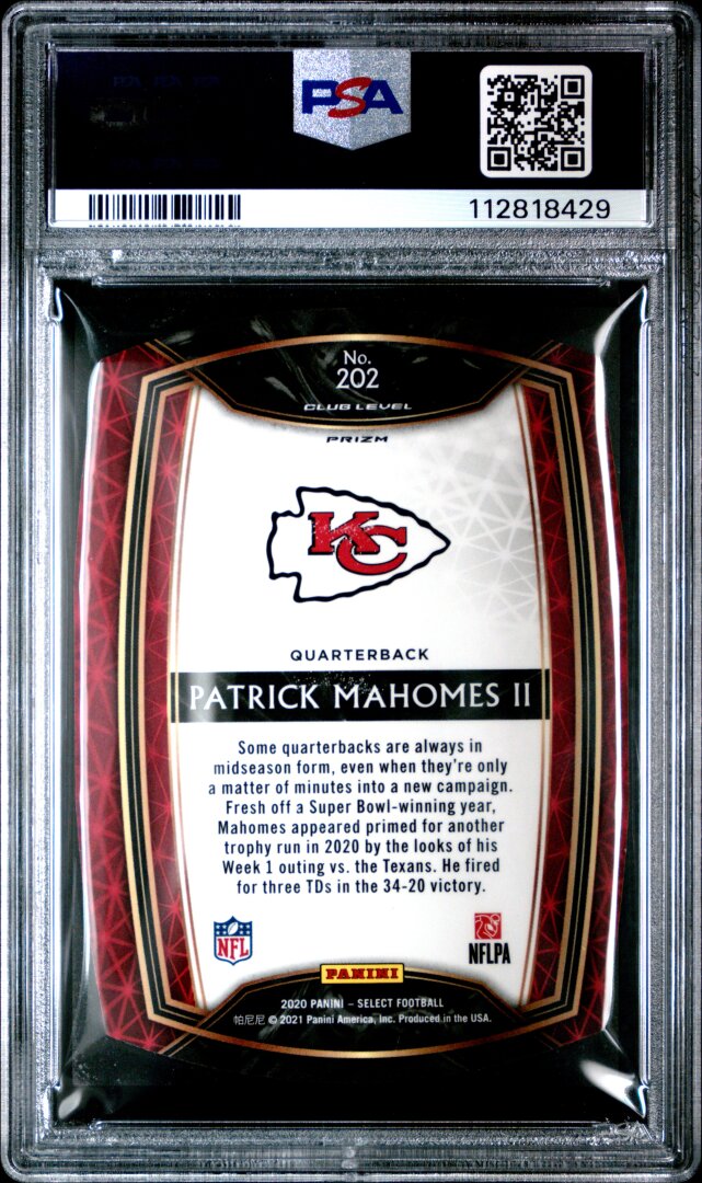 2020 Panini Select #202 Patrick Mahomes Die-Cut Maroon Prizm PSA 10