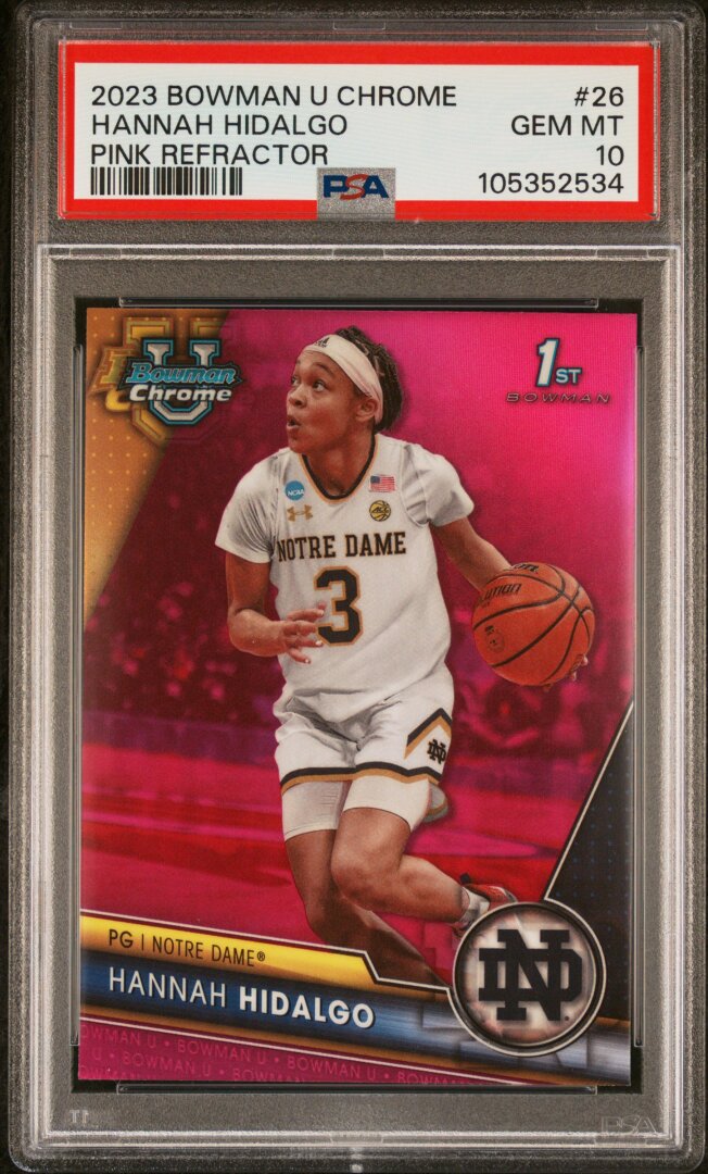 2023 Bowman University Chrome #26 Hannah Hidalgo Pink Refractor PSA 10