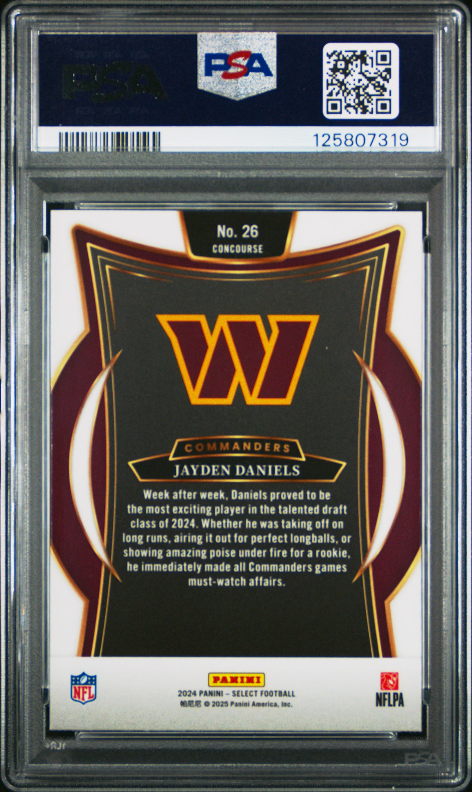 2024 Panini Select 26 Jayden Daniels  PSA 10
