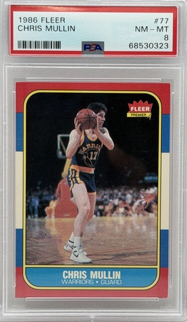 1986 Fleer #77 Chris Mullin RC PSA 8