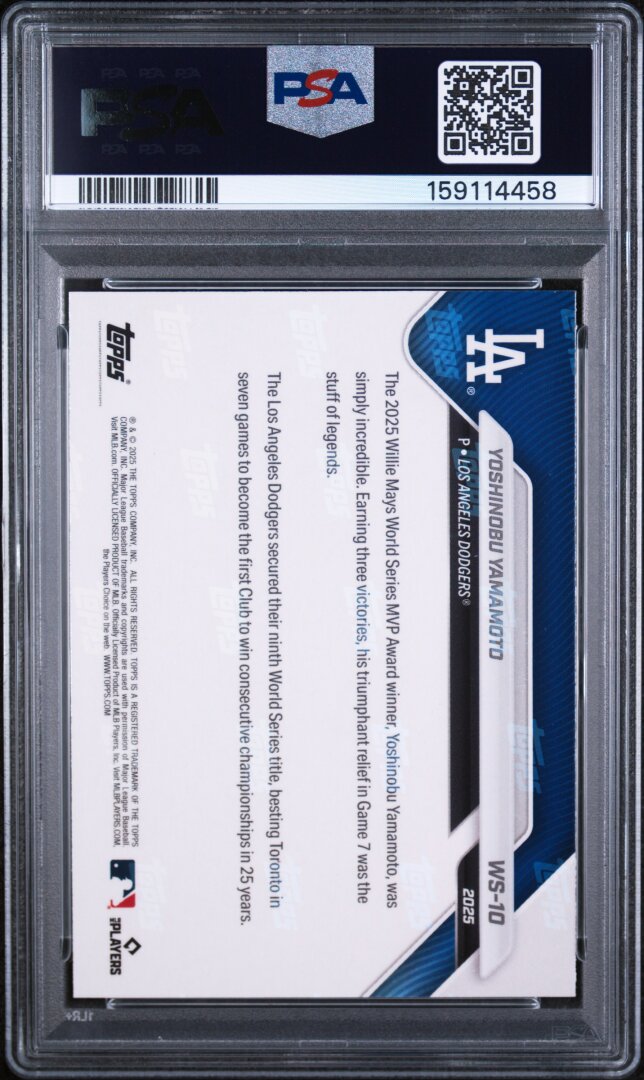 2025 Topps Now Dodgers World Series Champions Yoshinobu Yamamoto PSA 10 #10