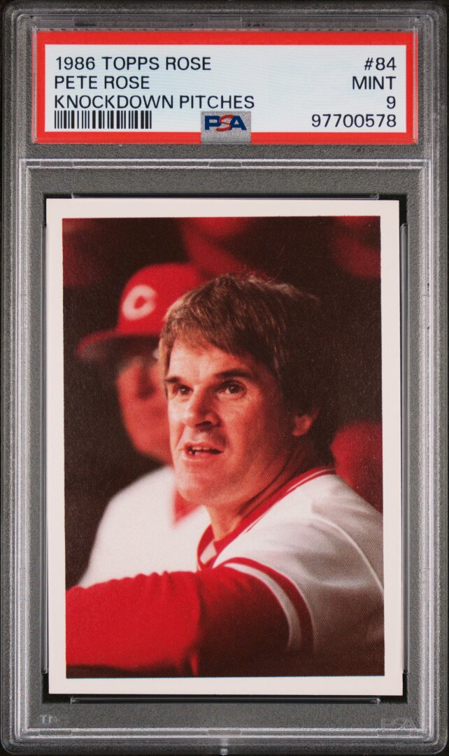 1986 Topps Pete Rose Set Knockdown Pitches PSA 9 #84