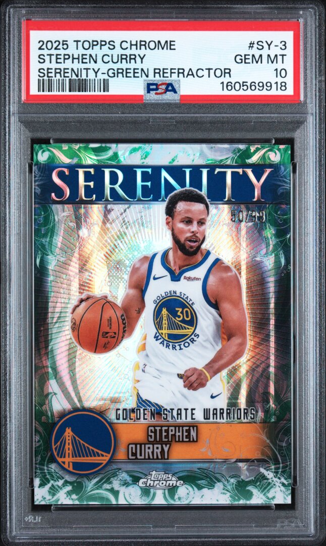 2025 Topps Chrome Serenity Stephen Curry Green Refractor PSA 10 #SY-3