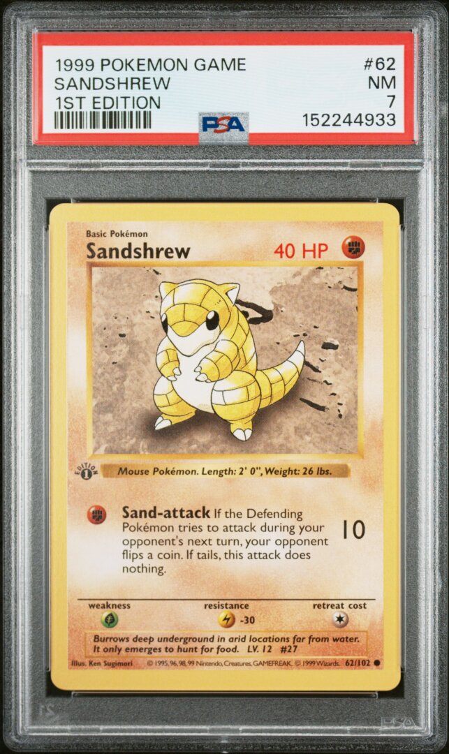1999 Pokemon Game Sandshrew 1st Edition PSA 7 #62
