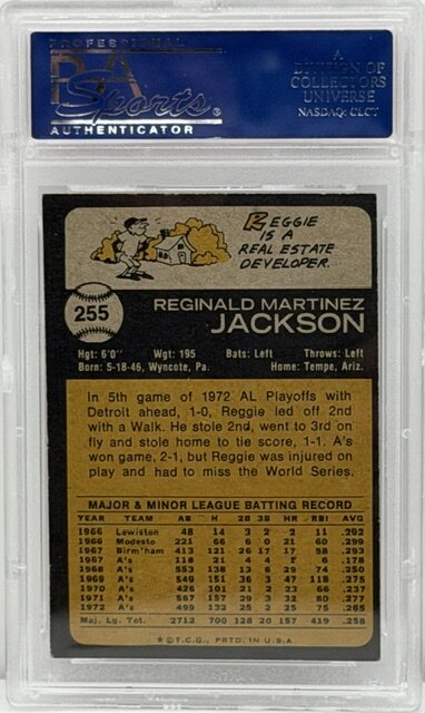 1973 TOPPS #255 REGGIE JACKSON PSA 6