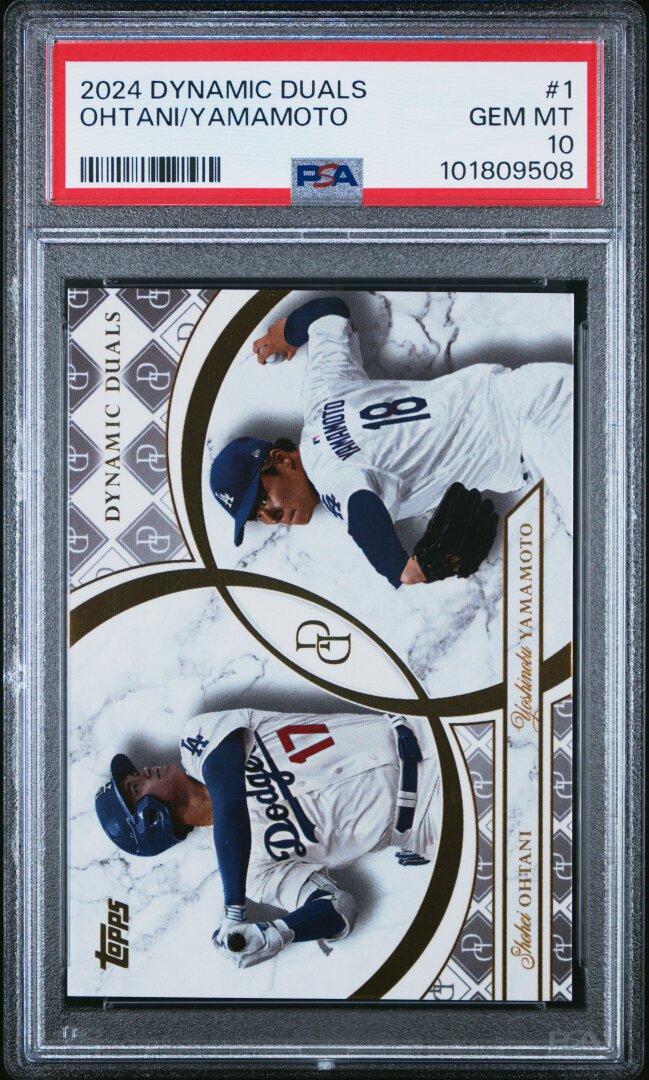 2024 Topps #1 Dynamic Duals Ohtani/Yamamoto PSA 10