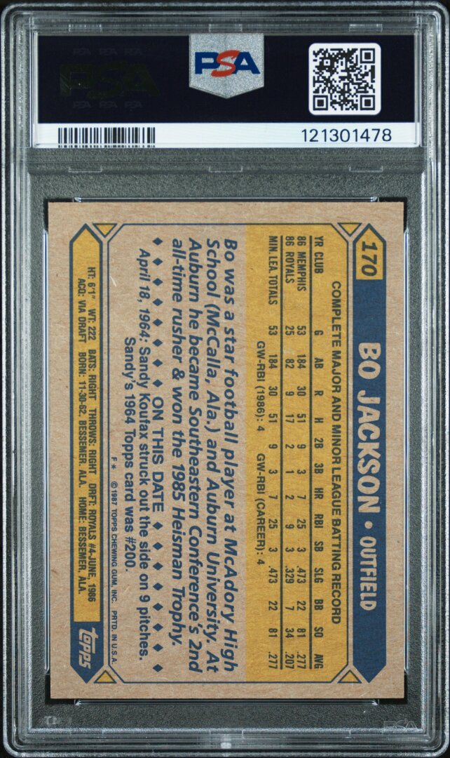 1987 Topps Bo Jackson Future Stars RC #170 PSA 7