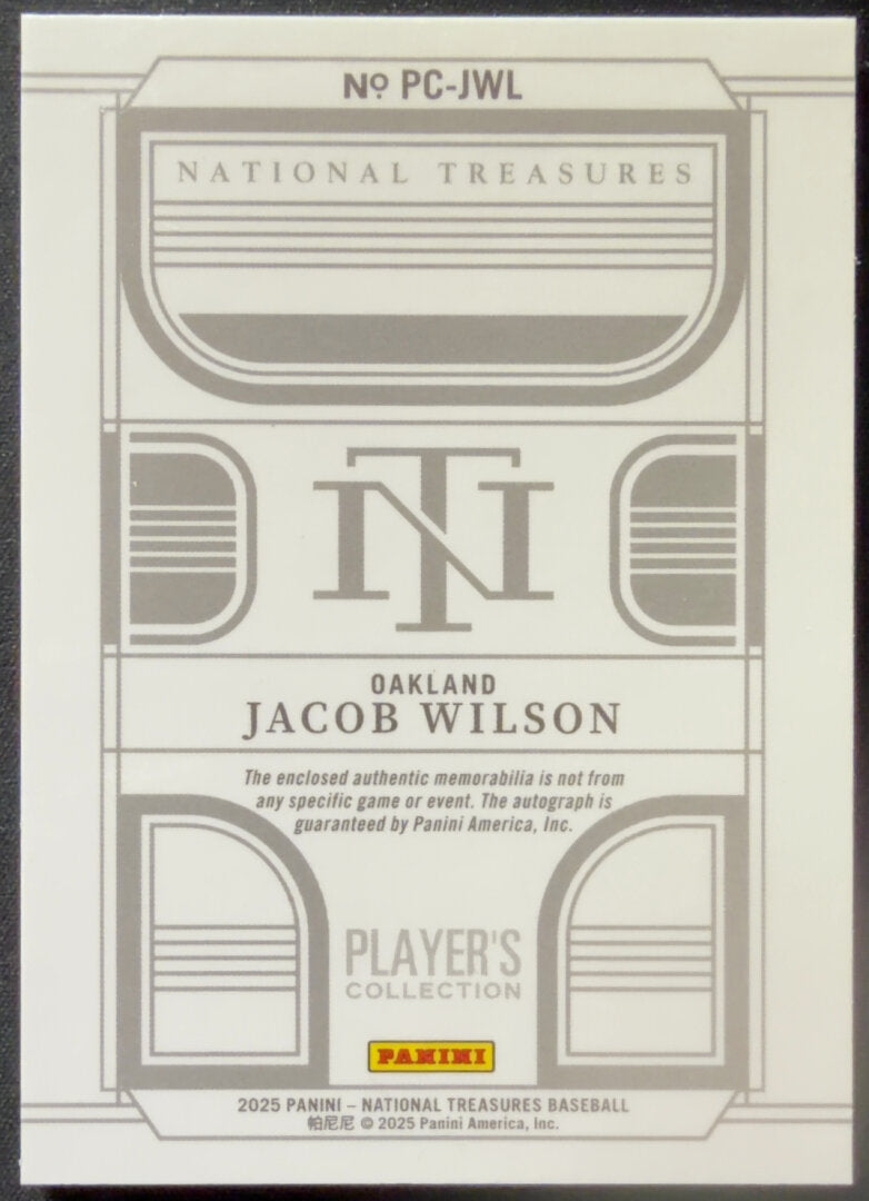 2025 Panini National Treasures Jacob Wilson Auto Patch /5