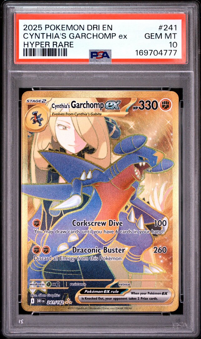 2025 Pokemon Dri En-Destined Rivals Cynthia's Garchomp Ex Hyper Rare PSA 10 #241
