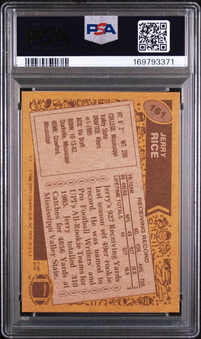 1986 Topps  #161 Jerry Rice RC PSA 7
