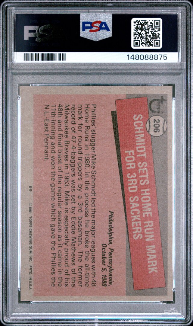 1981 Topps Mike Schmidt PSA 7 #206