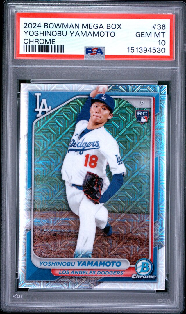 2024 Bowman Mega Box Chrome #36 Yoshinobu Yamamoto RC PSA 10