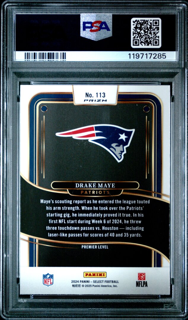 2024 Panini Select Drake Maye RC Silver Prizm #113 PSA 10