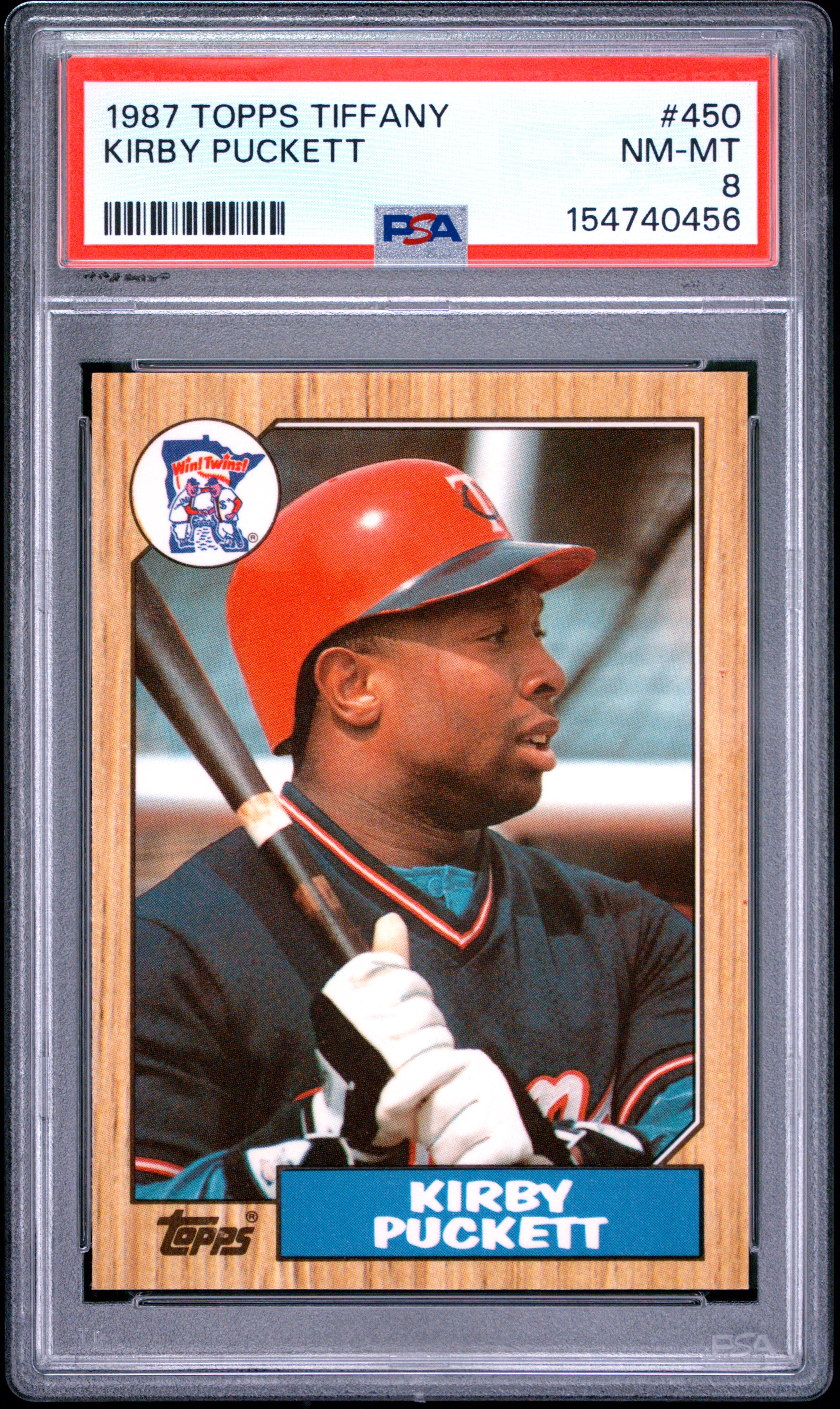 1987 TOPPS TIFFANY 450 KIRBY PUCKETT PSA 8 - front
