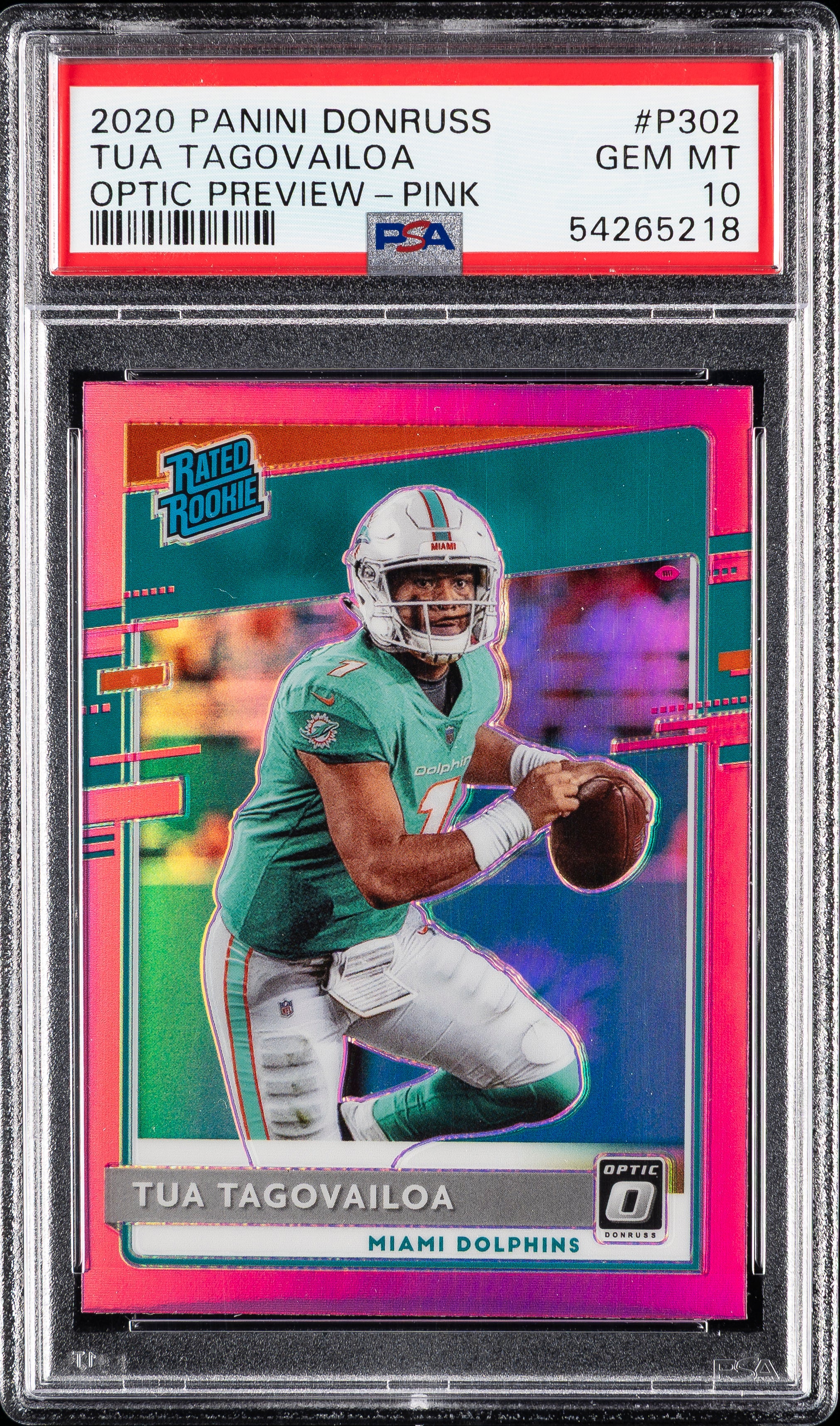 2020 Panini Donruss P302 Tua Tagovailoa Optic Preview-Pink PSA 10