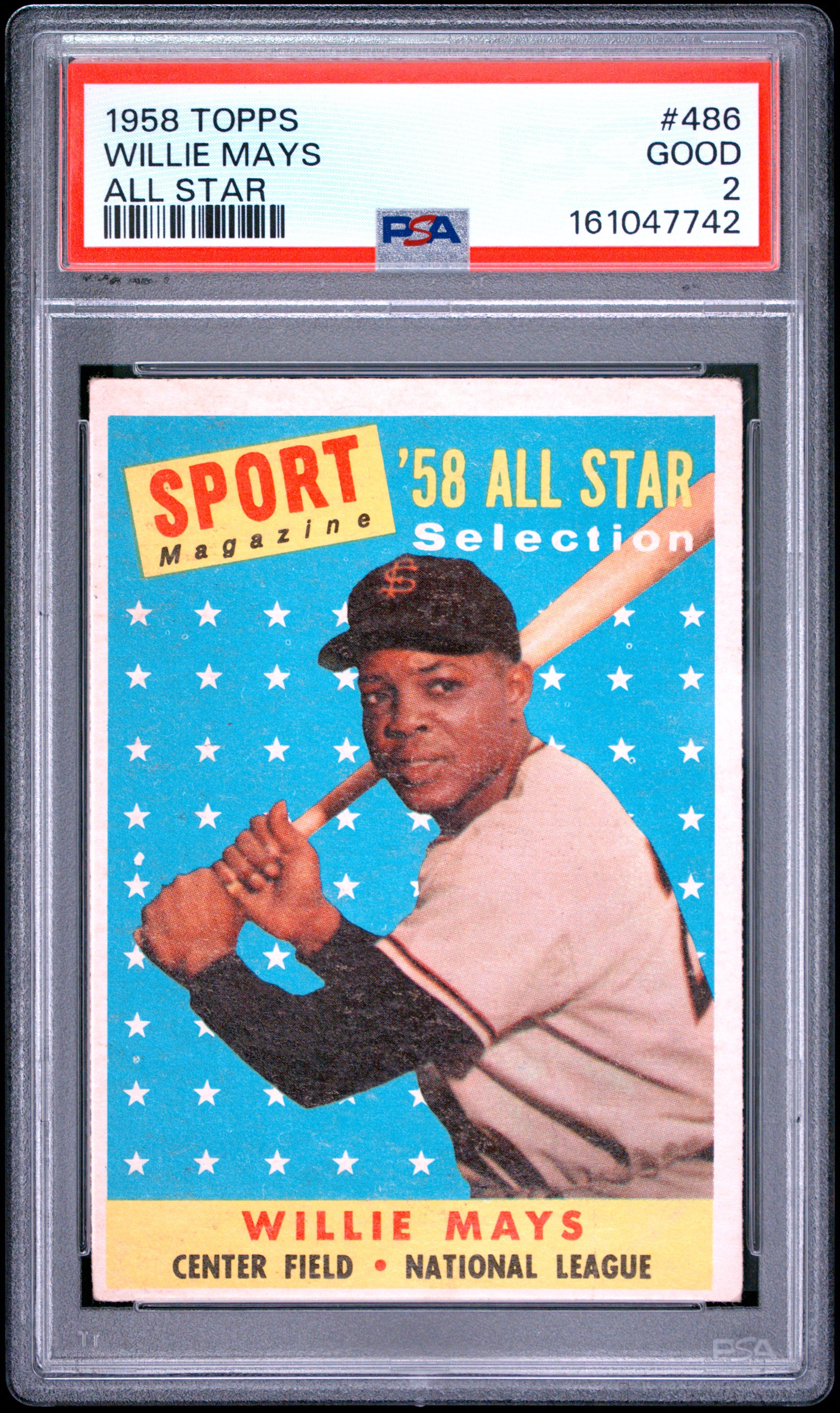 1958 TOPPS 486 WILLIE MAYS ALL STAR PSA 2 - front