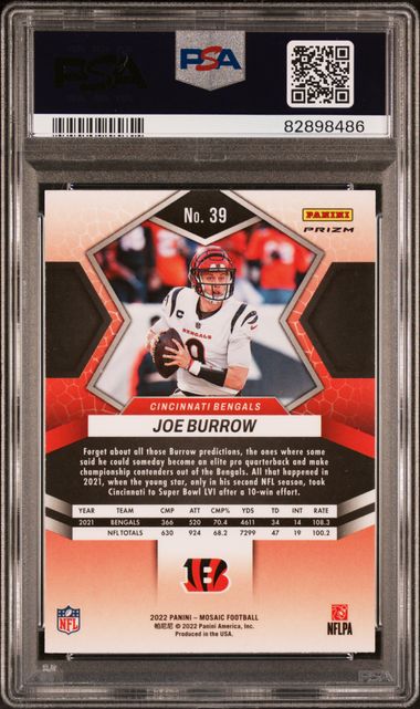 2022 Panini Mosaic Peacock Choice Joe Burrow #39 PSA 10