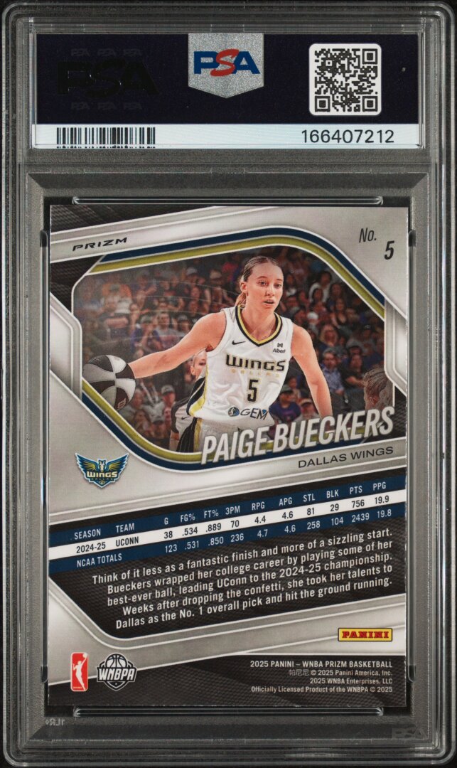 2025 Panini Prizm WNBA Paige Bueckers RC Blue Velocity PSA 9 #5