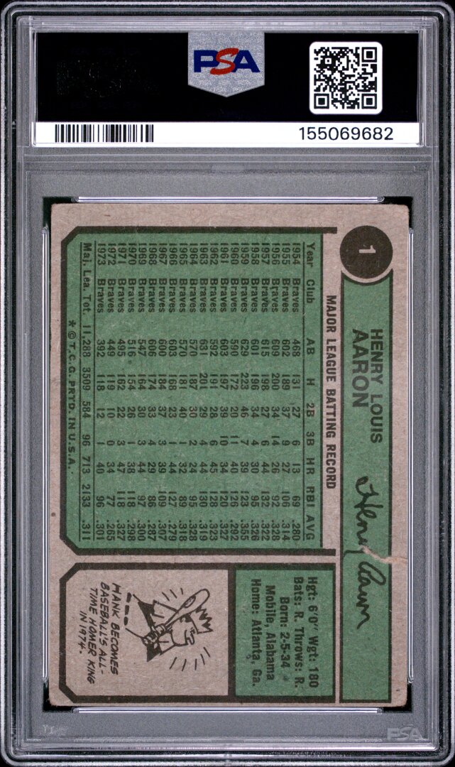1974 Topps #1 Hank Aaron All Time HR King PSA 1