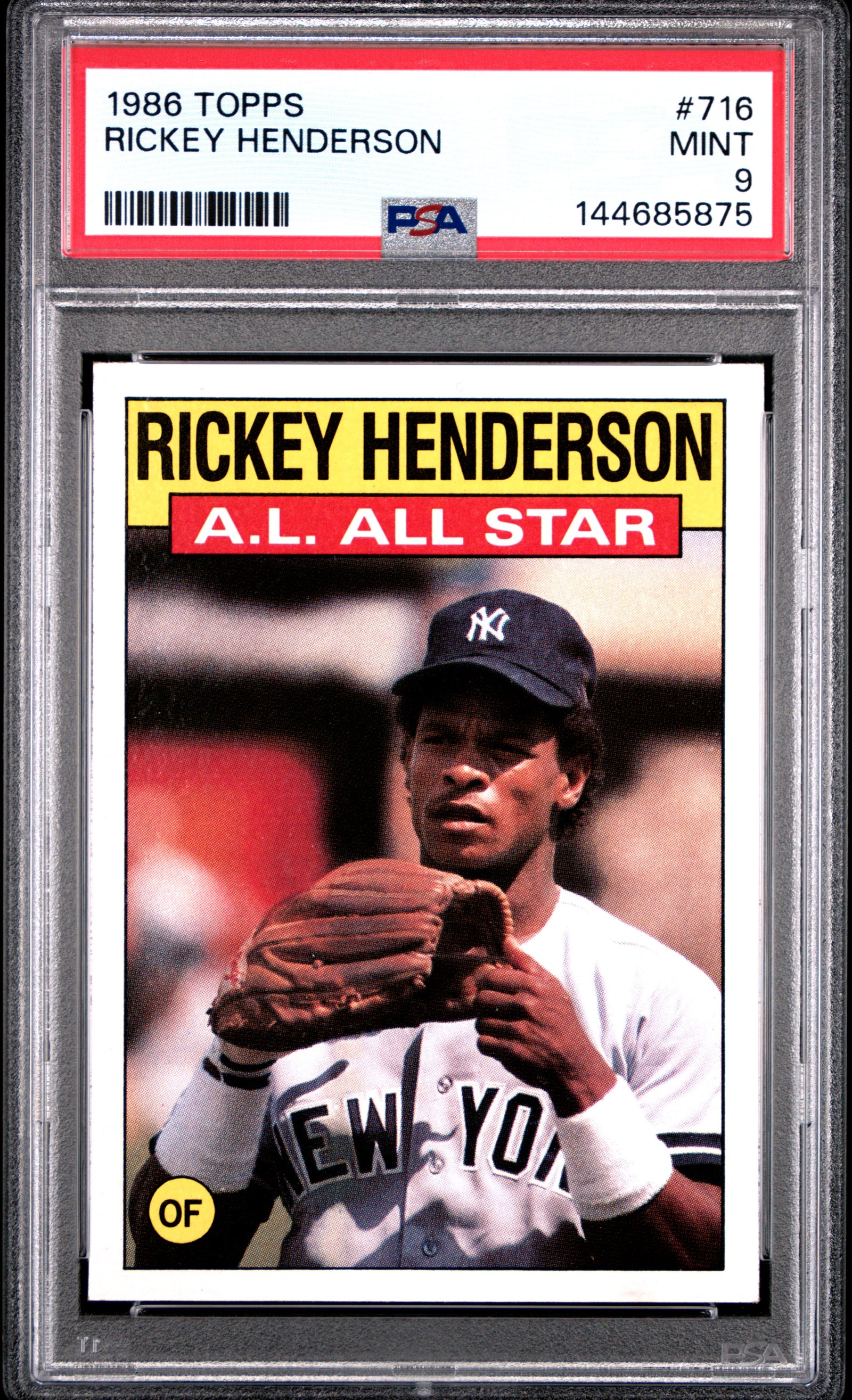 1986 TOPPS 716 RICKEY HENDERSON PSA 9 - front