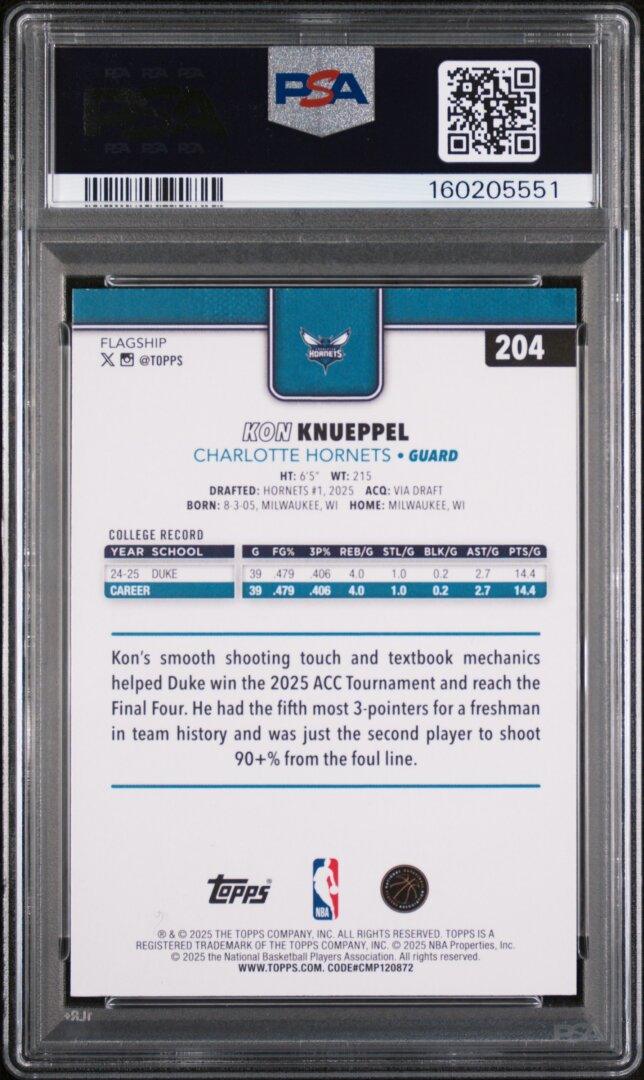 2025 Topps Kon Knueppel RC #204 PSA 10