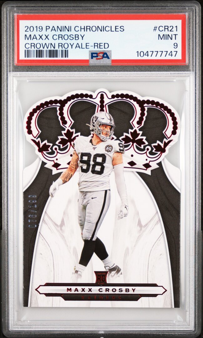 2019 Panini Chronicles Crown Royale Maxx Crosby Red /199 PSA 9