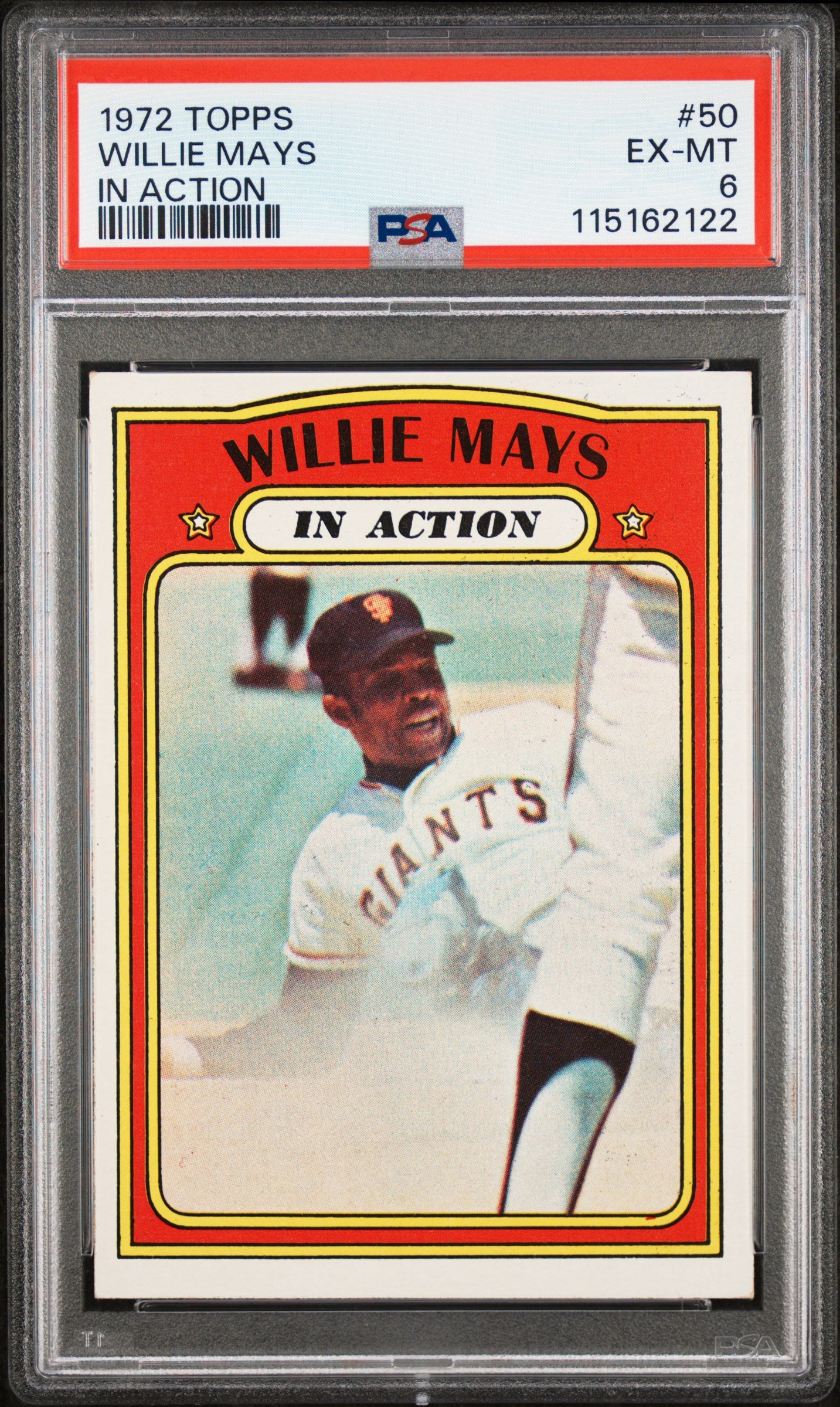 1972 Topps 50 Willie Mays In Action PSA 6
