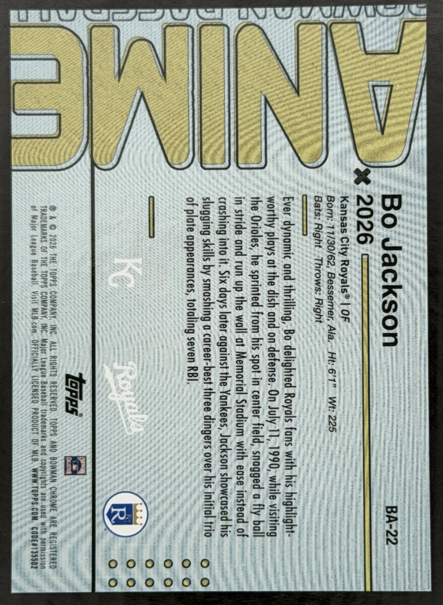 2026 Topps Bowman Bo Jackson Anime SSP