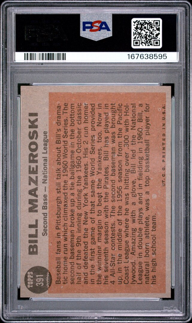 1962 Topps Bill Mazeroski All Star PSA 7 #391