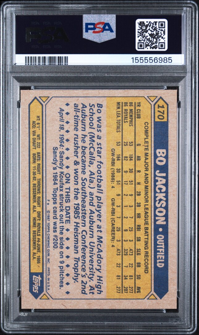 1987 Topps Bo Jackson Future Stars PSA 9 #170