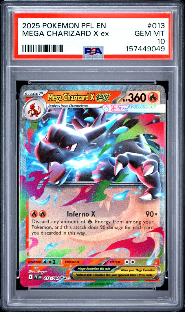2025 Pokemon Pfl En-Phantasmal Flames Mega Charizard X Ex PSA 10 #013
