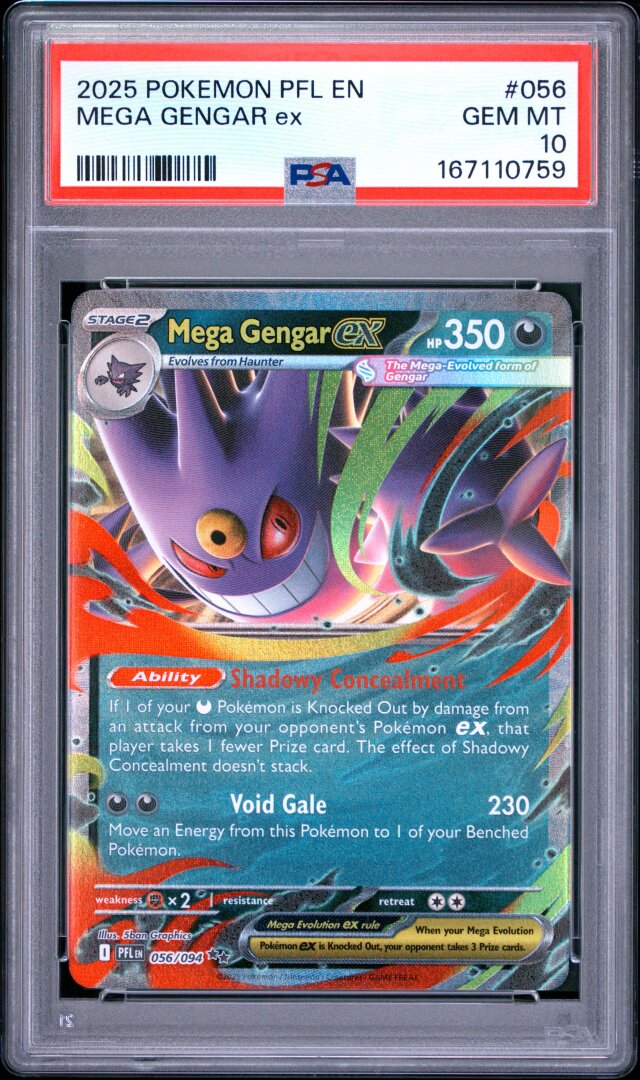 2025 Pokemon Pfl En-Phantasmal Flames Mega Gengar Ex PSA 10 #056