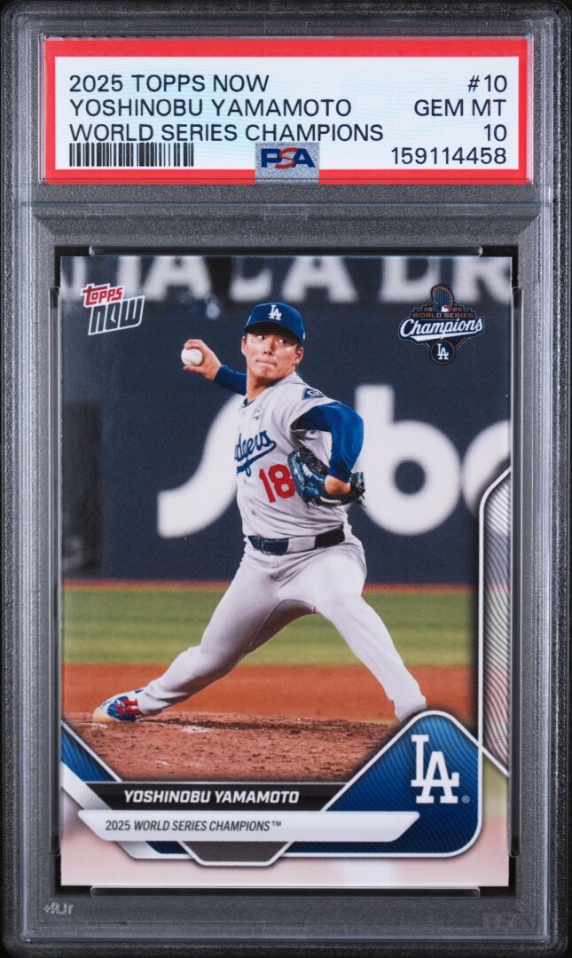 2025 Topps Now Dodgers World Series Champions Yoshinobu Yamamoto PSA 10 #10