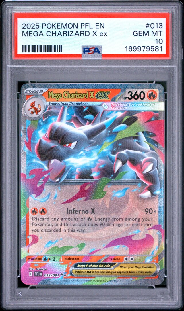 2025 Pokemon Phantasmal Flames Mega Charizard X Ex #013 PSA 10