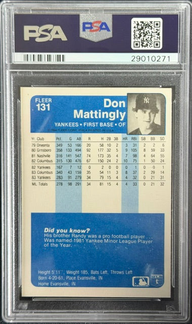 1984 Fleer Don Mattingly RC PSA 8 #131