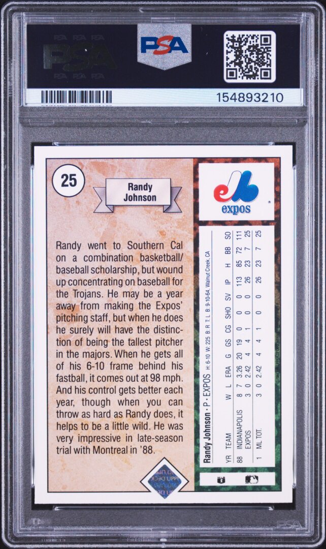 1989 Upper Deck Randy Johnson RC Star Rookie PSA 9 #25