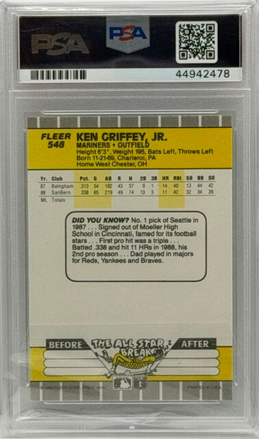 1989 Fleer #548 Ken Griffey Jr. RC PSA 10