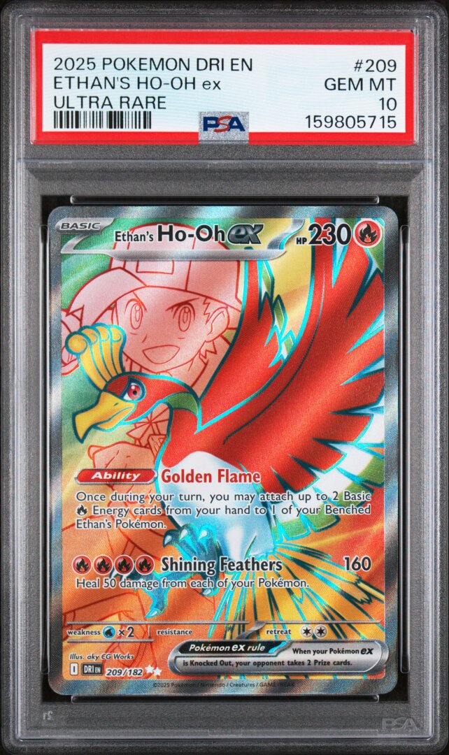 2025 Pokemon Dri En-Destined Rivals Ethan's Ho-Oh Ex Ultra Rare PSA 10 #209