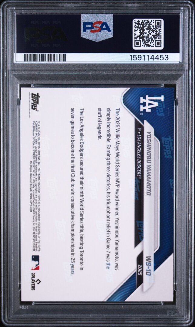 2025 Topps Now Dodgers World Series Champions Yoshinobu Yamamoto PSA 10 #10