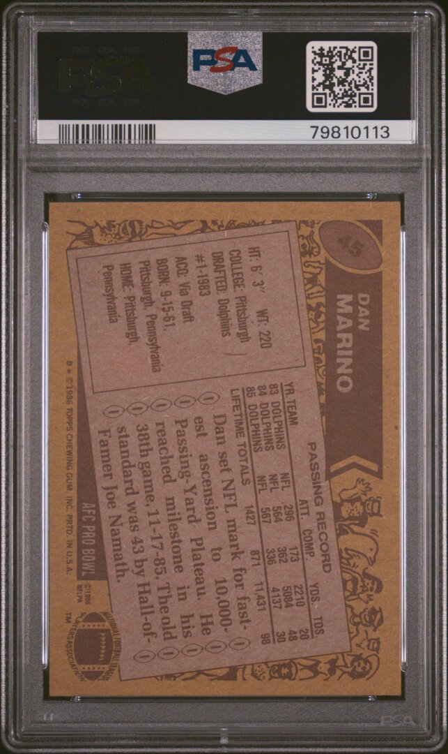 1986 Topps Dan Marino PSA 6.5 #45